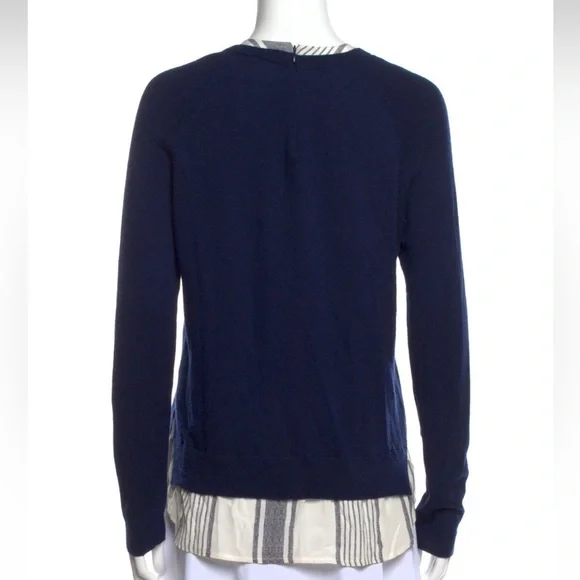 Joie Zaan Woven Sweater Shirt Pullover Crewneck Wool Cashmere Top Navy XS Blouse - Picture 11 of 11